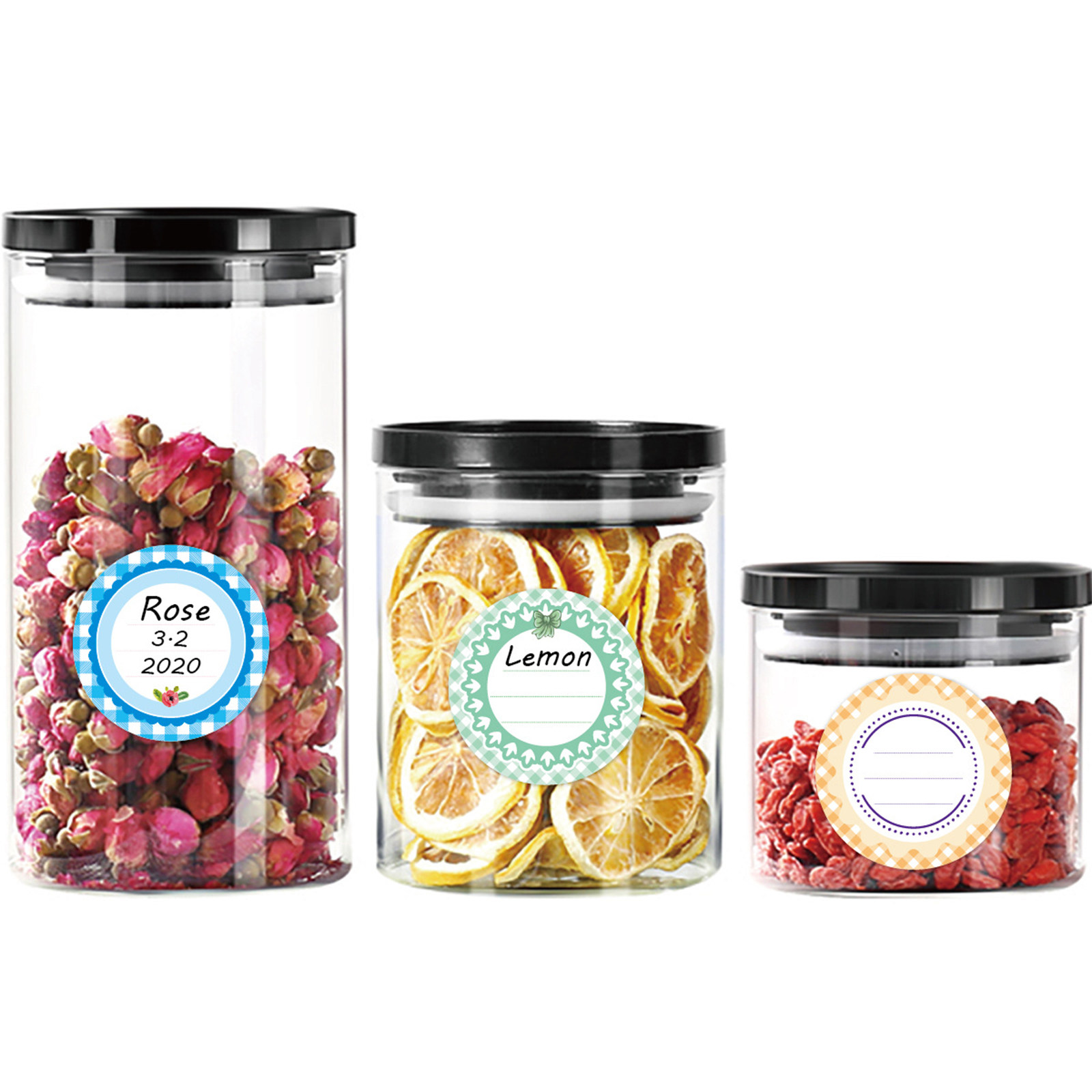 Food Storage Glass Round - 20 листов цветных круглых водонепроницаемых наклеек
