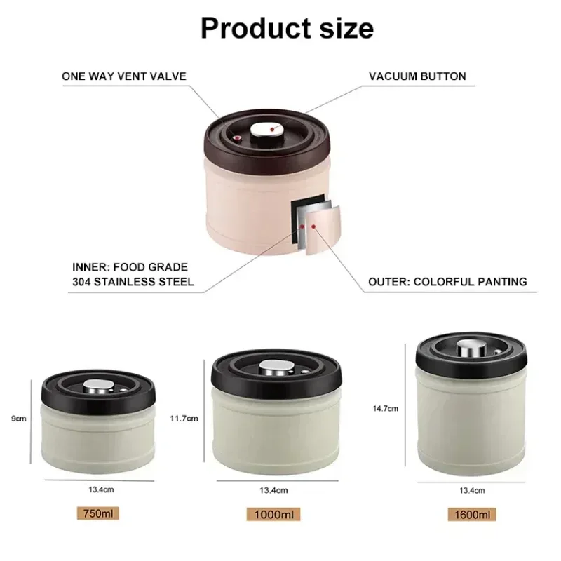 Food Storage Vacuum Containers - Герметичный контейнер для кофе из нержавеющей