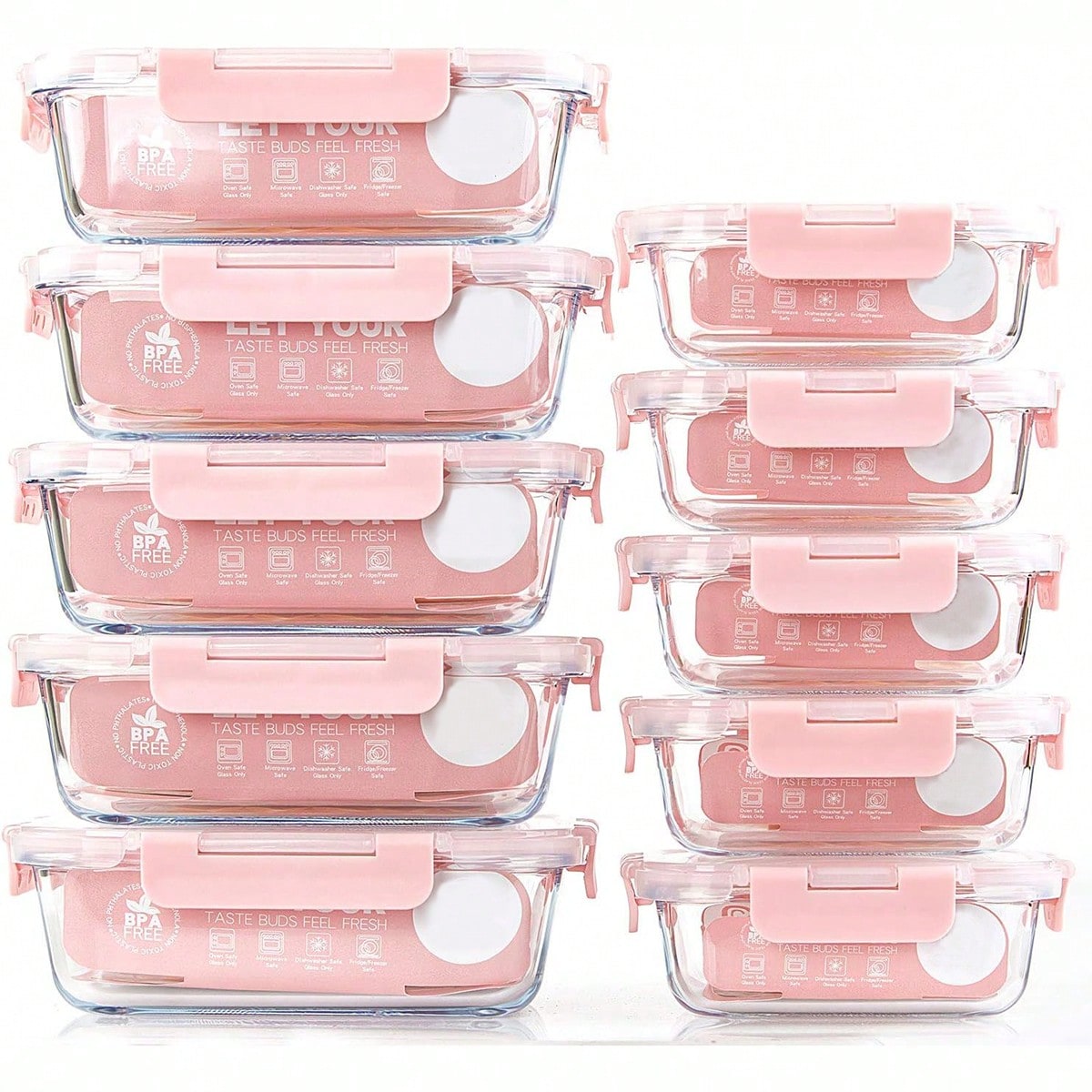 Food Storage Made Easy - Набор из 10 стеклянных контейнеров для