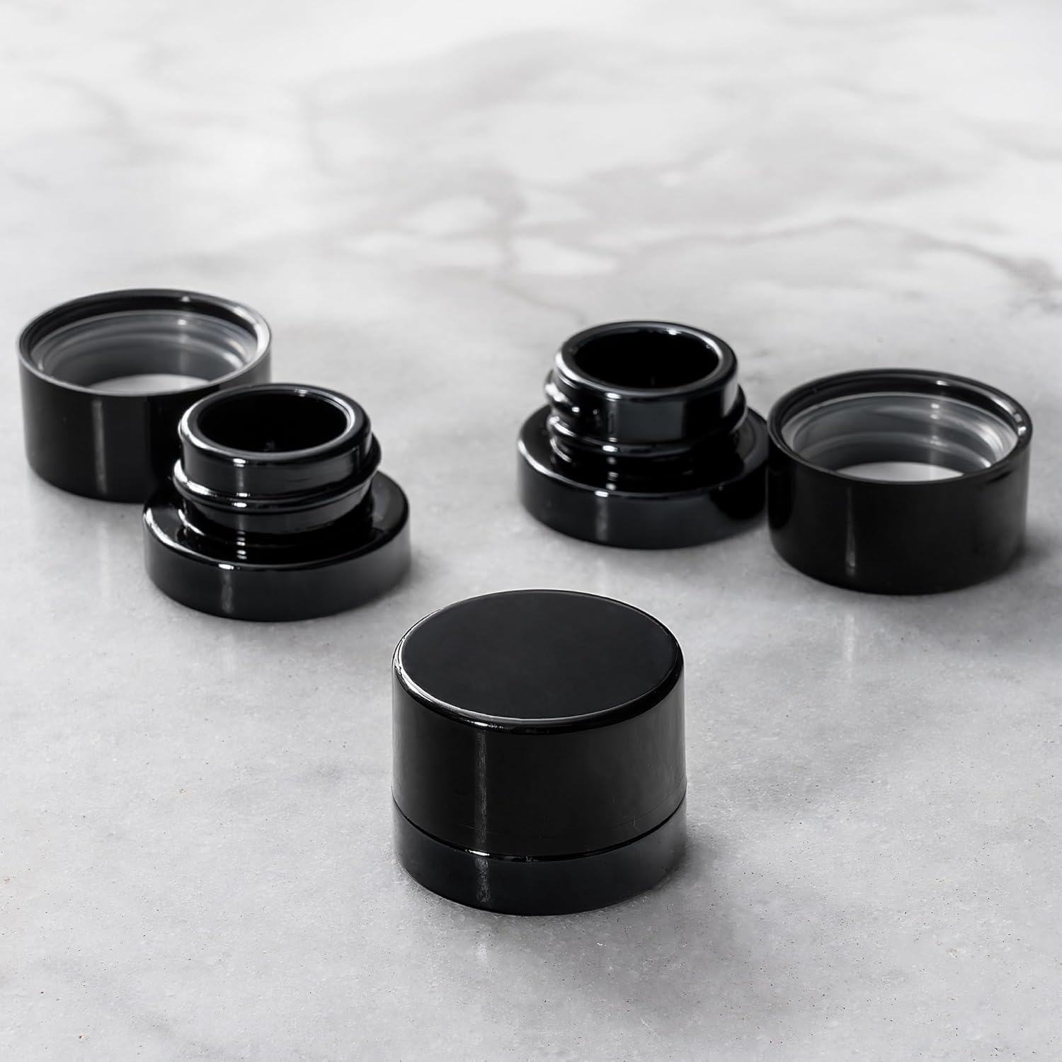 Food Storage Glass Container Set - Черные стеклянные банки толщиной 5 мл