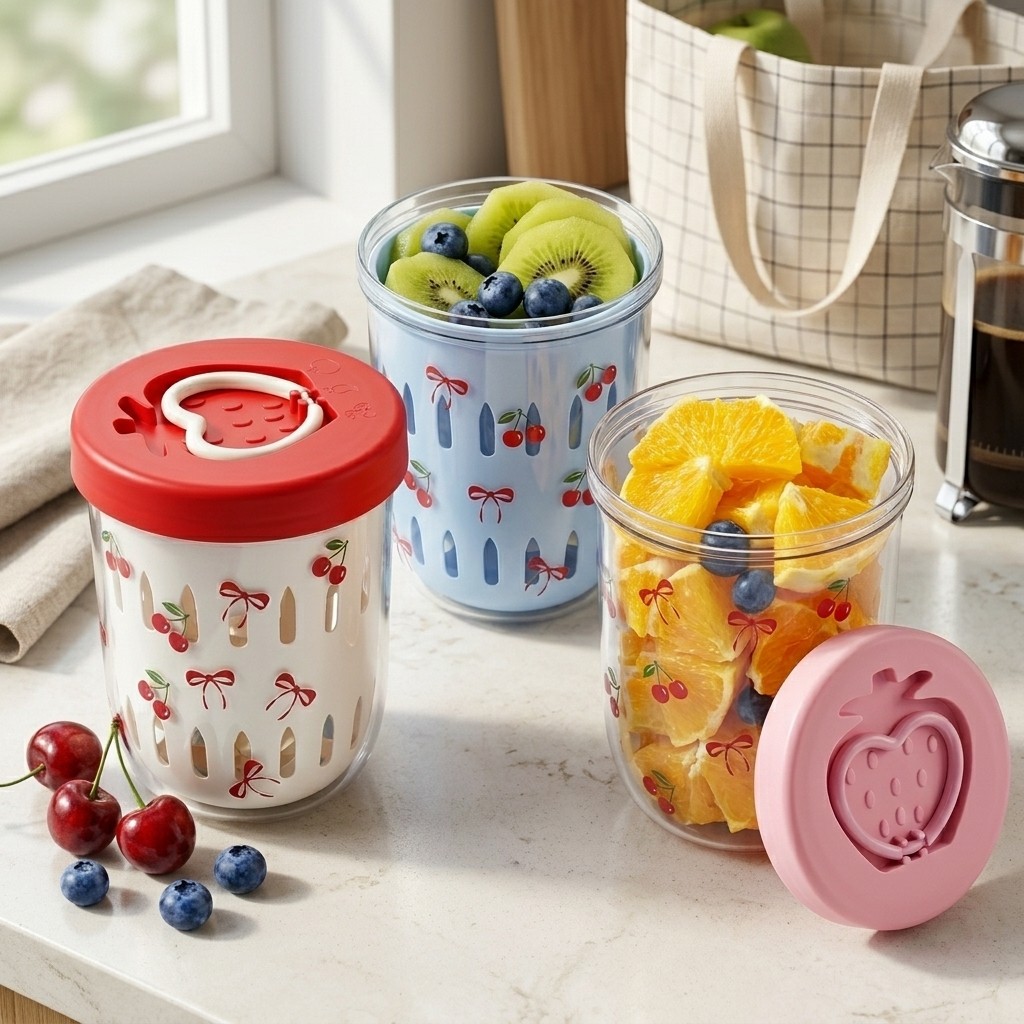 Food Storage Yogurt - Пластиковый контейнер для салата с крышкой-дуршлагом,