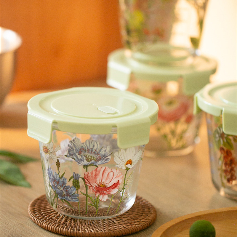 Food Storage Glass Round - Коробка для хранения еды, французские Винтажные