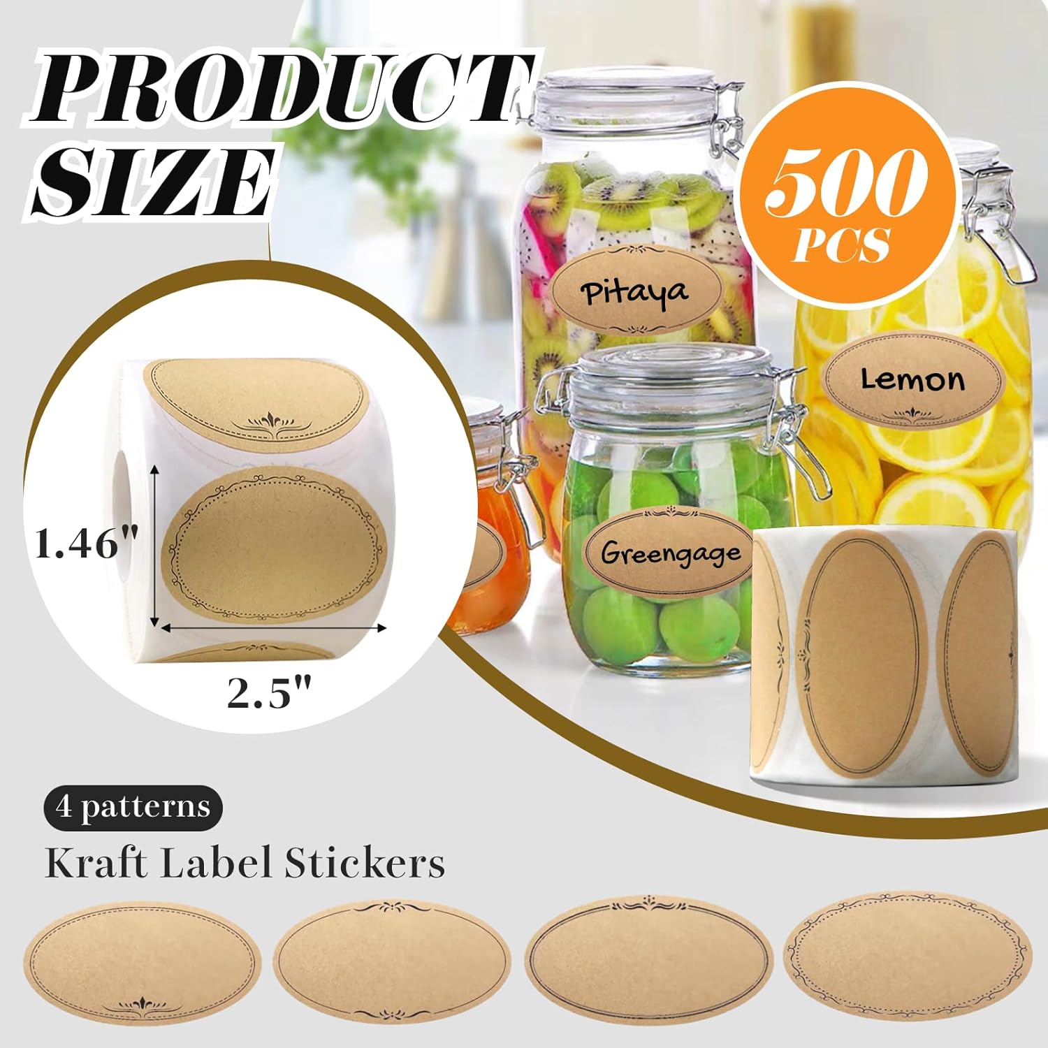 500 шт. этикеток для банок Мей – обзор и цена Food Storage Jar Labels
